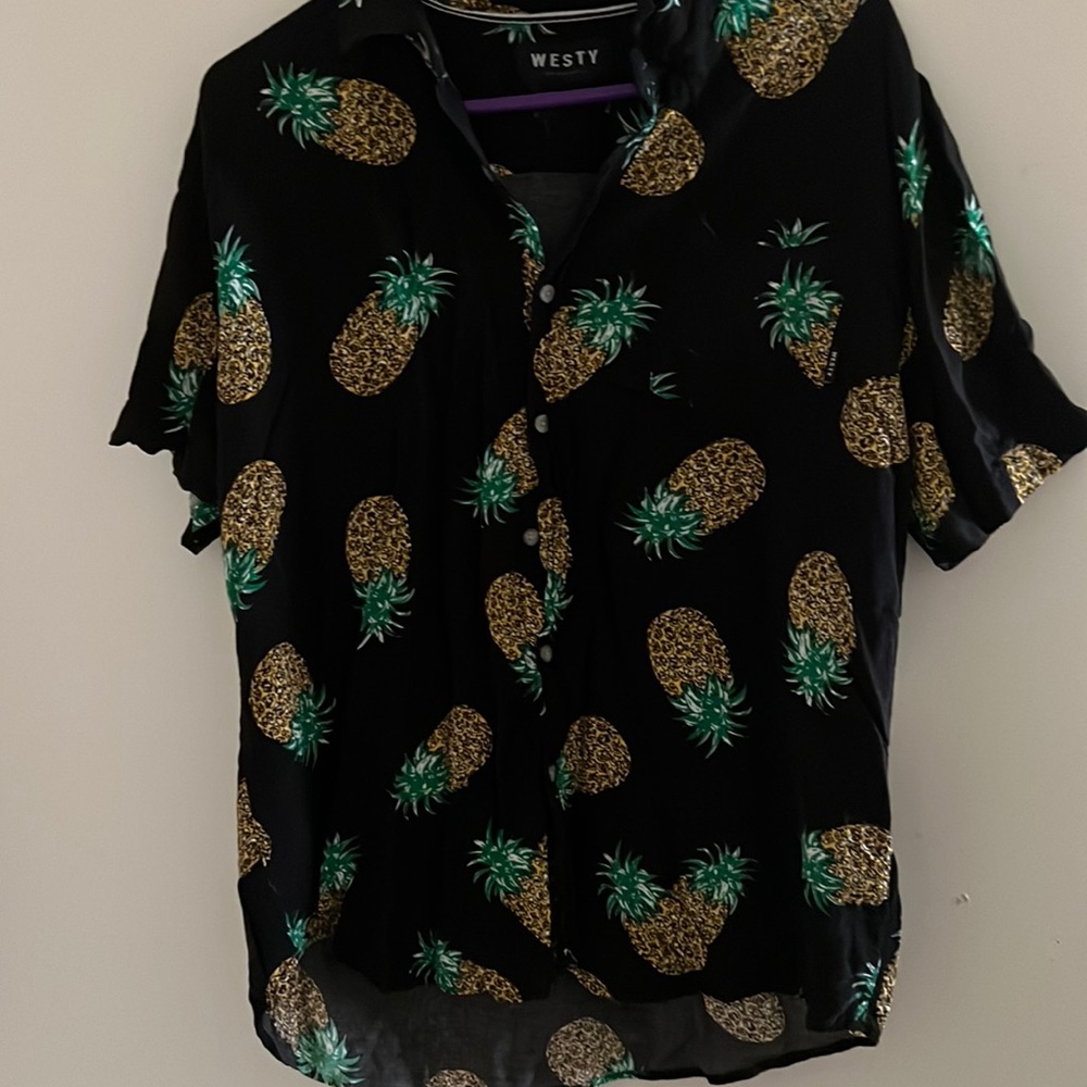 Pineapple print button up shirt